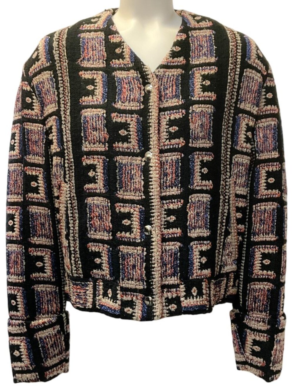 IRO Black Tweed Collarless Lullia Jacket